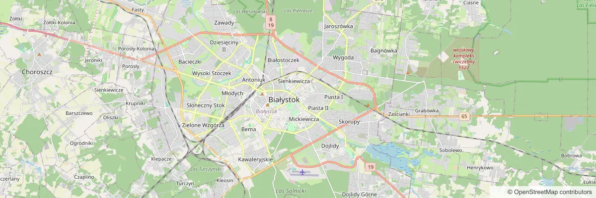 Tworzenie stron internetowych Białystok - mapa miasta i okolic, w których obsługujemy firmy