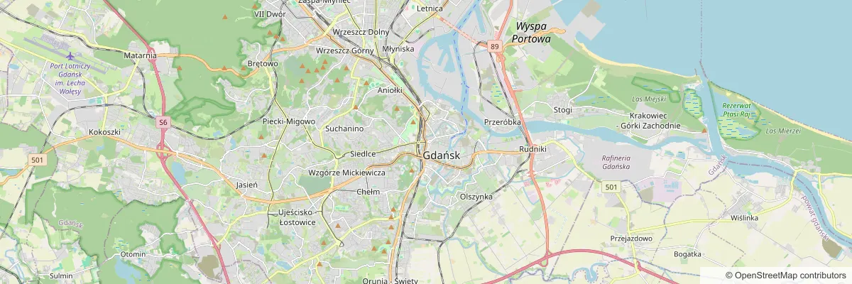 Tworzenie stron internetowych Gdańsk - mapa miasta i okolic, w których obsługujemy firmy