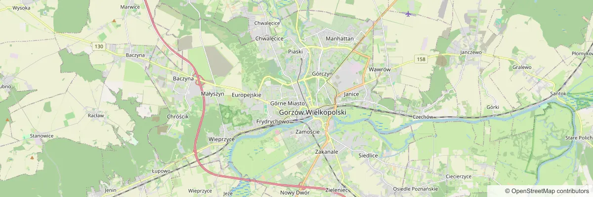 Audyt SEO Gorzów Wielkopolski - mapa miasta i okolic, w których obsługujemy firmy