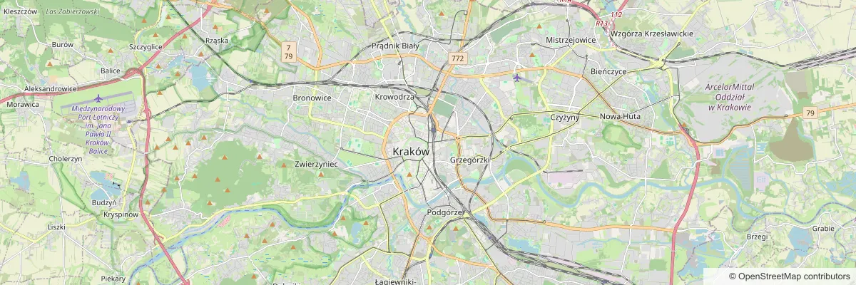 Tworzenie stron internetowych Kraków - mapa miasta i okolic, w których obsługujemy firmy