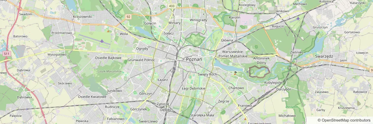 Kampanie Google Ads Poznań - mapa miasta i okolic, w których obsługujemy firmy